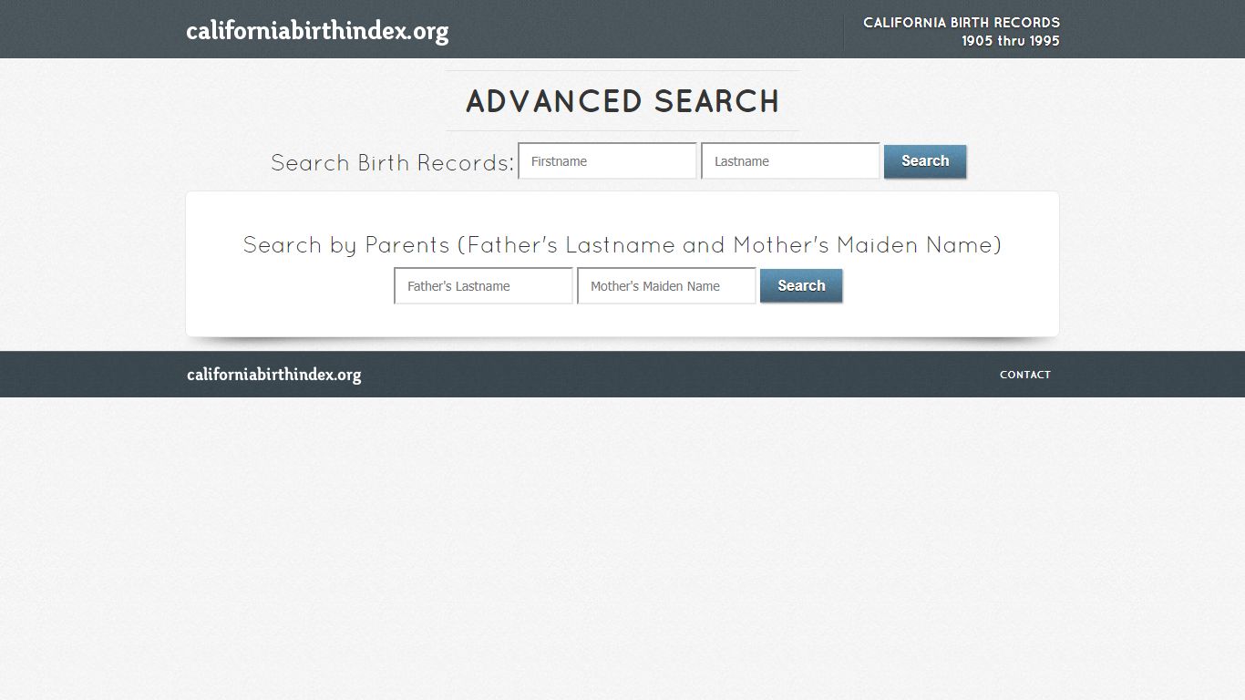 Advanced Search | CaliforniaBirthIndex.org