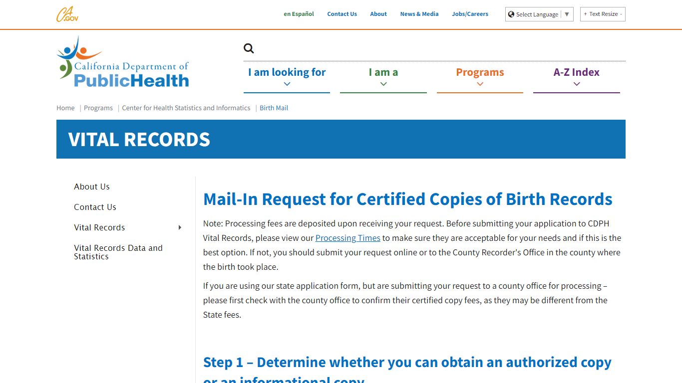 Birth Mail - California